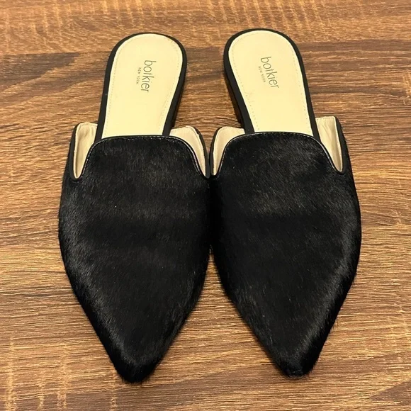 Botkier Palmer Leather Calf Hair Mules Black Size 6 - Picture 1 of 7